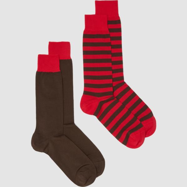 Calcetines hombre light gray de rayas algodón Piombo