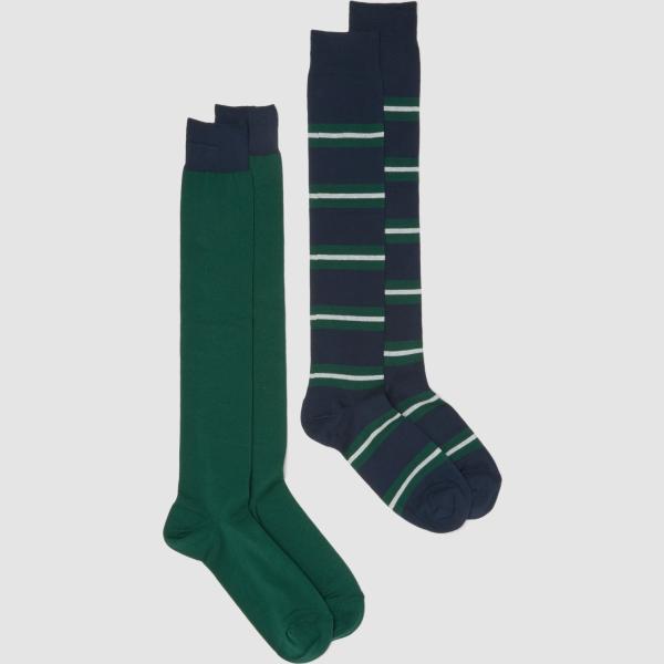 Calcetines hombre light gray de rayas maxi algodón Piombo