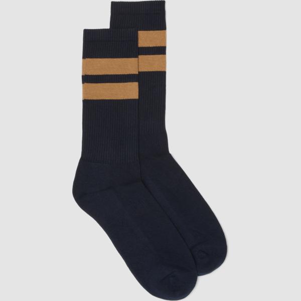 Calcetines hombre jet black de rayas algodón Piombo