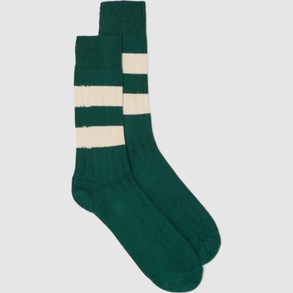 Calcetines hombre light gray de rayas algodón Piombo