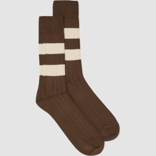 Calcetines hombre marrón oscuro de rayas algodón Piombo