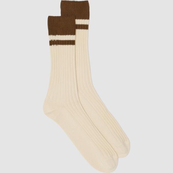 Calcetines hombre ivory white de rayas algodón Piombo