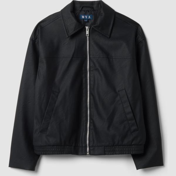 Chaqueta mujer jet black cuello clásico largo con cremallera Mya