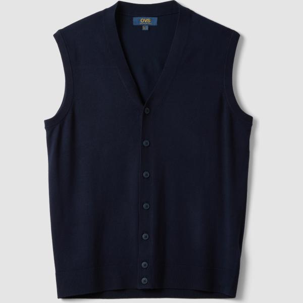 Chaleco hombre dark blue con escote largo con botones viscosa Ovs