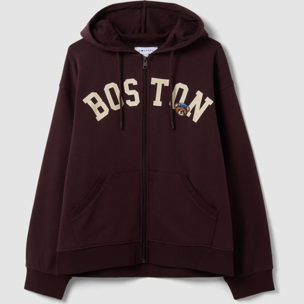 Sudadera con capucha mujer marrón oscuro cuello con capucha largo de manga larga con cremallera algodón B.angel