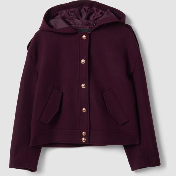Chaqueta mujer dark purple cuello con capucha largo con botones Les Copains