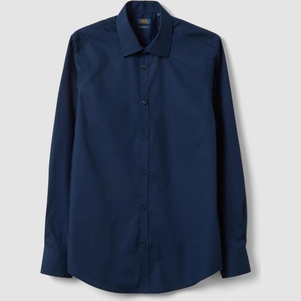 Camisa hombre dark blue cuello clásico de manga larga con botones Ovs