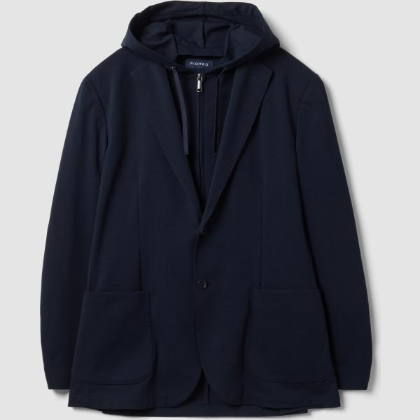 Chaqueta hombre dark blue cuello con capucha largo con cremallera Piombo Tech