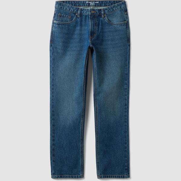 Vaqueros rectos hombre light gray efecto lavado cintura media con cremallera denim Republic Of Denim