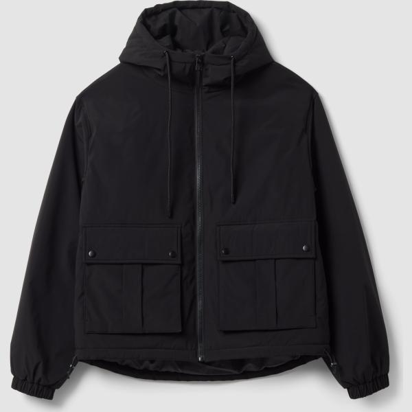 Chaqueta hombre con cordones light gray cuello con capucha corto con cremallera B.angel