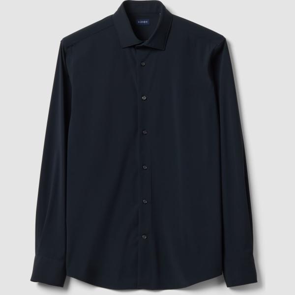 Camisa hombre jet black cuello clásico de manga larga Piombo Tech