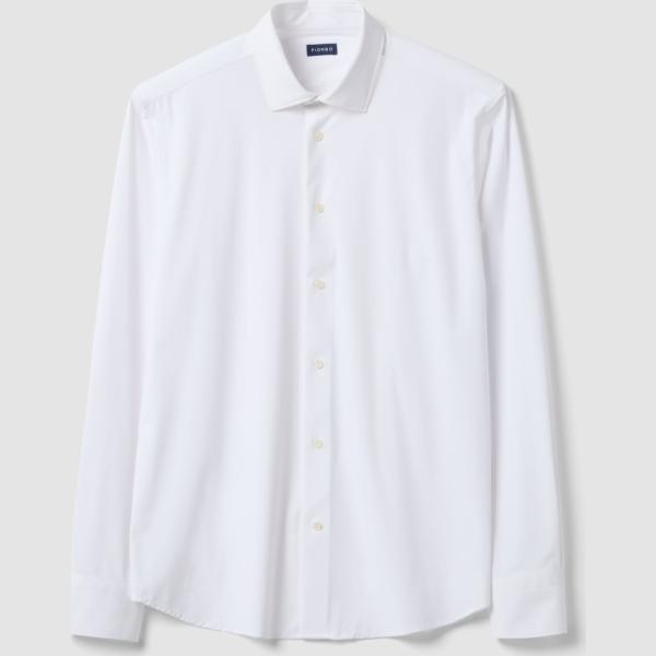 Camisa hombre snow white cuello clásico largo de manga larga Piombo Tech