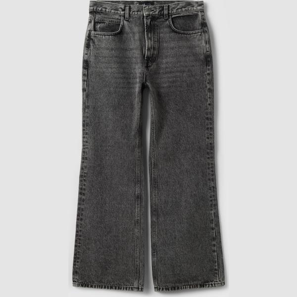 Vaqueros hombre a campana gris oscuro efecto lavado corto con cinturón denim B.angel