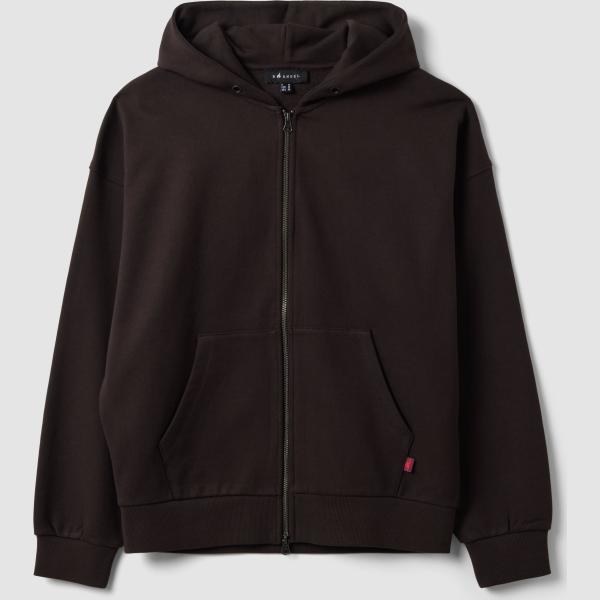 Sudadera con capucha hombre marrón oscuro cuello con capucha corto de manga larga con cremallera B.angel