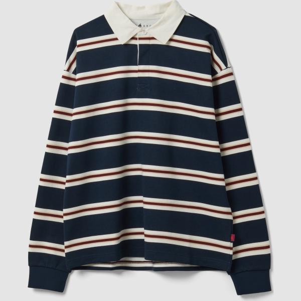 Polo hombre dark blue de rayas cuello clásico de manga larga con botones algodón B.angel