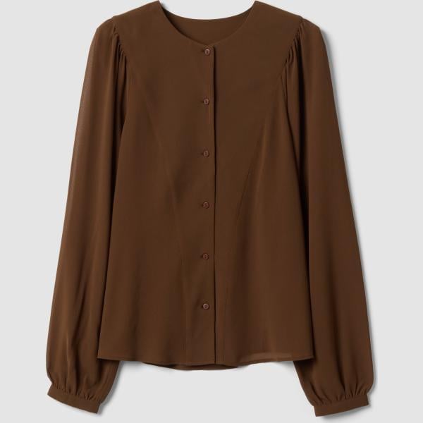 Camisa mujer light gray largo de manga larga con botones Les Copains