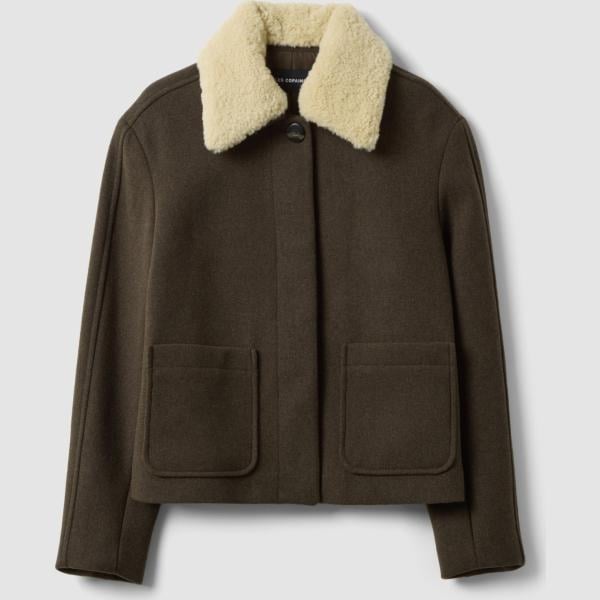 Chaqueta mujer marrón oscuro largo lana Les Copains
