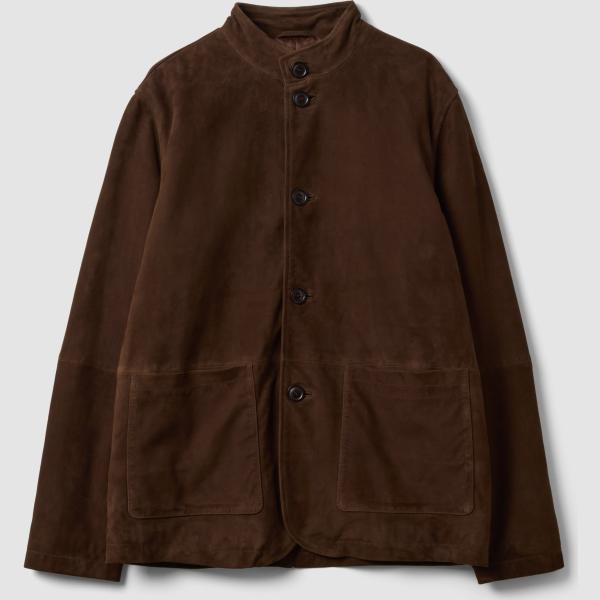 Abrigo hombre completo marrón oscuro cuello alto largo piel Piombo Contemporary