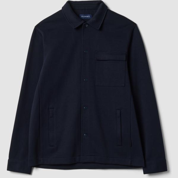 Abrigo hombre dark blue cuello clásico de manga larga a presión algodón Piombo Tech