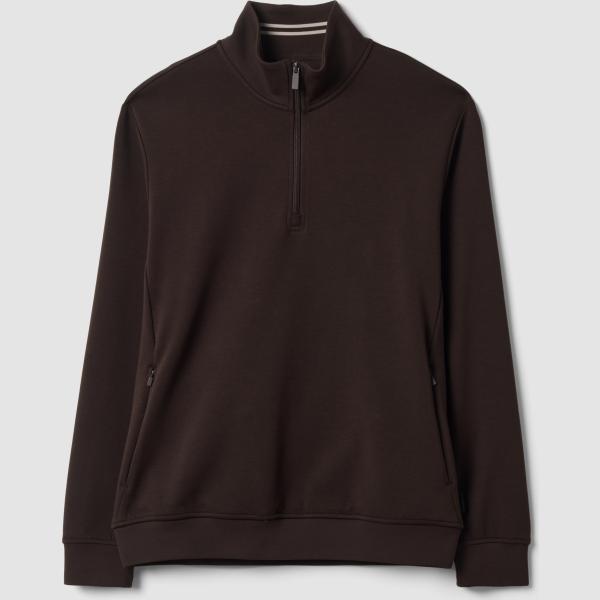 Sudadera hombre marrón oscuro cuello alto corto de manga larga con cremallera Piombo Tech