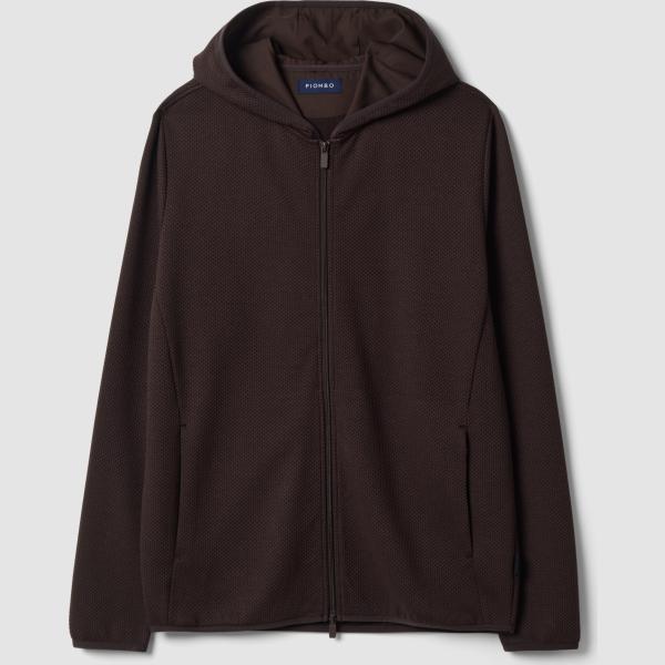 Sudadera con capucha hombre jet black cuello con capucha largo de manga larga con cremallera viscosa Piombo Tech