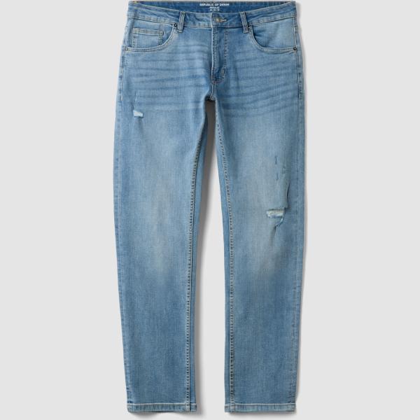 Vaqueros rotos hombre medium blue efecto rotos cintura media con cremallera denim Republic Of Denim