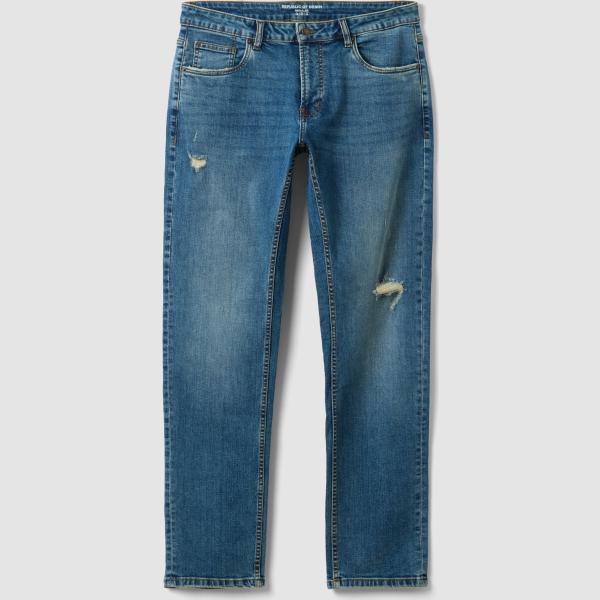 Vaqueros rectos hombre dark blue efecto lavado cintura media con cremallera denim Republic Of Denim