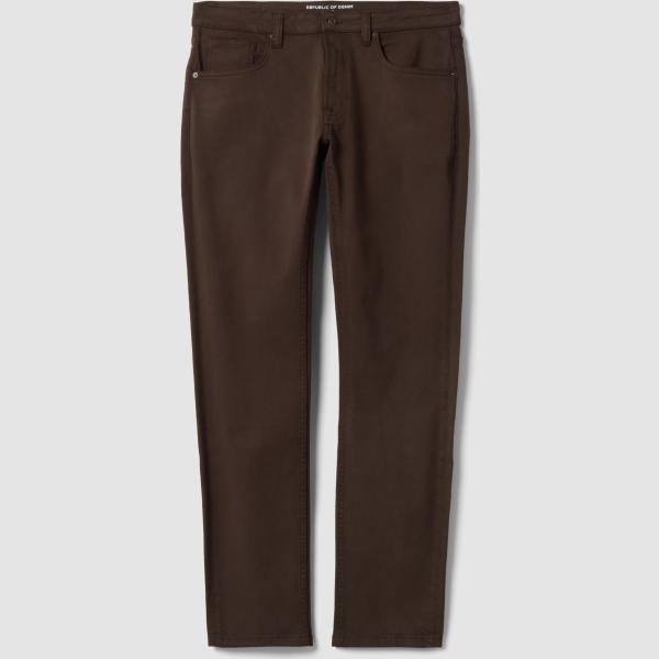 Vaqueros slim fit hombre marrón oscuro con cremallera denim Republic Of Denim