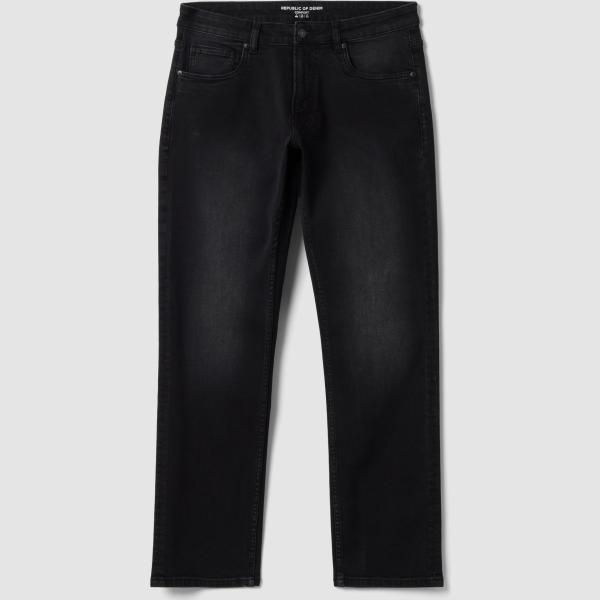 Vaqueros rectos hombre light gray efecto lavado corto con cremallera denim Republic Of Denim