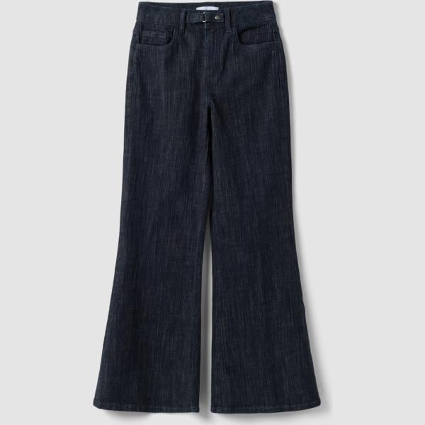 Vaqueros bootcut mujer dark blue efecto lavado corto con cremallera denim B.angel