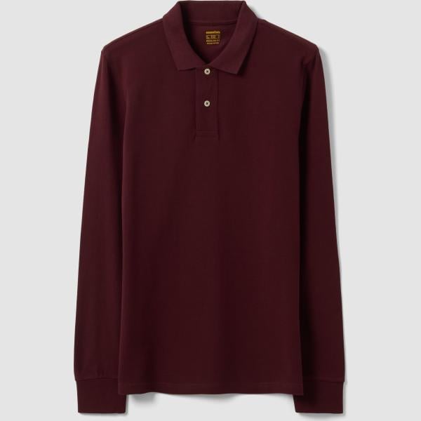 Polo hombre marrón oscuro cuello clásico de manga larga Ovs
