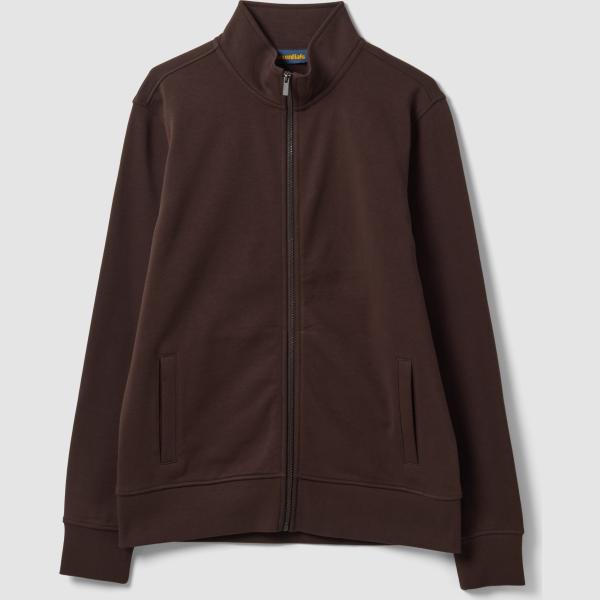 Sudadera hombre marrón oscuro cuello alto de manga larga con cremallera algodón Ovs