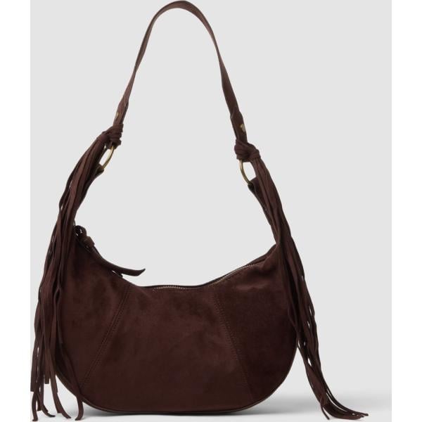 Mochila mujer light gray con flecos maxi con cremallera B.angel