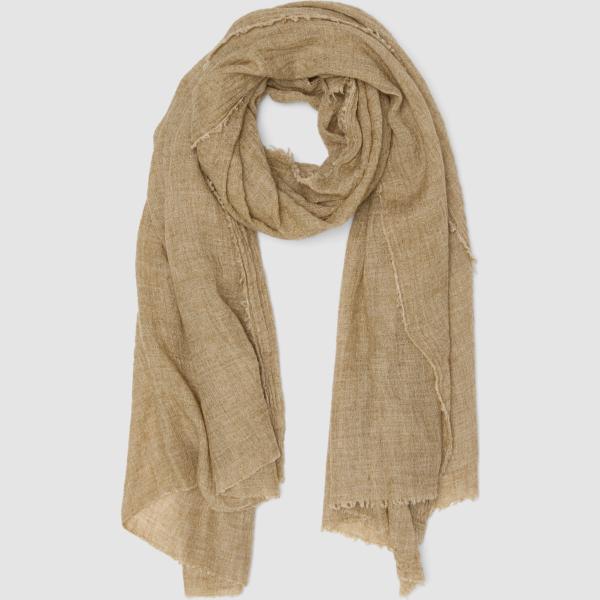 Bufanda mujer light gray con flecos lana Les Copains