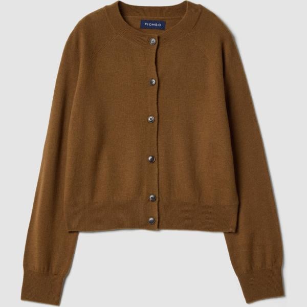 Cárdigan mujer light gray de manga larga con botones lana Piombo Contemporary