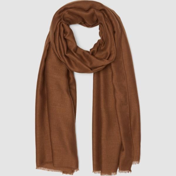 Bufanda mujer light gray con flecos Piombo