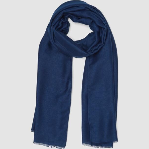 Bufanda mujer dark blue con flecos Piombo