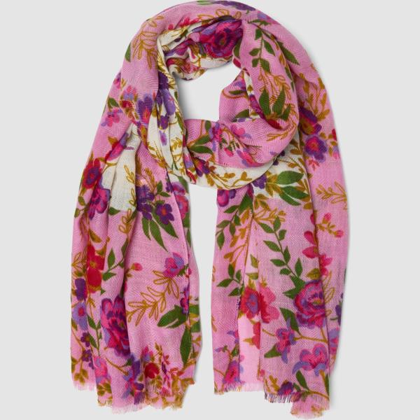 Pañuelo mujer dark rose de flores lana Piombo