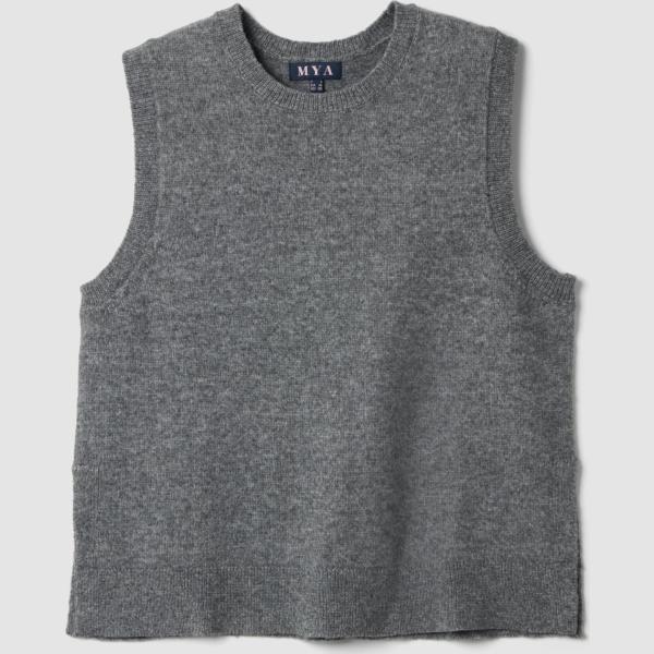 Chaleco mujer gris oscuro largo lana Mya