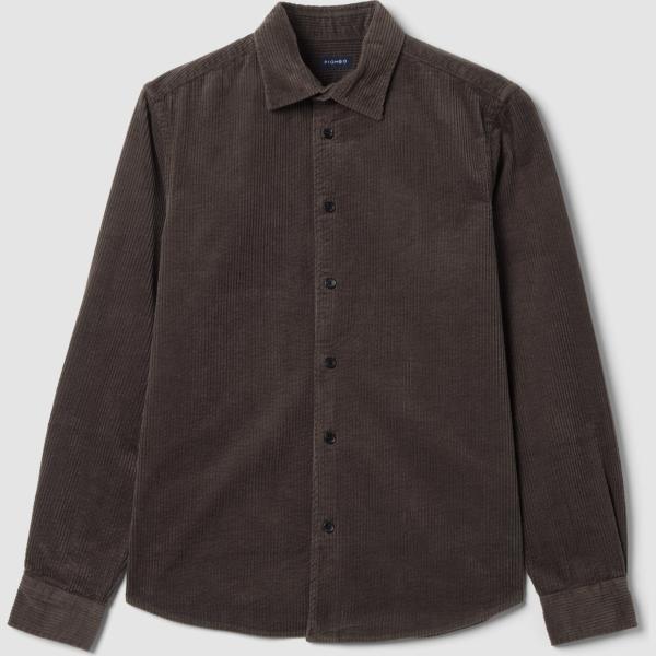 Camisa hombre marrón oscuro cuello clásico algodón Piombo Contemporary