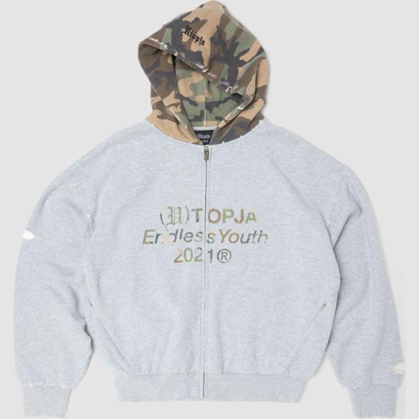 Sudadera con capucha hombre light gray militar cuello con capucha largo de manga larga con cremallera Utopja