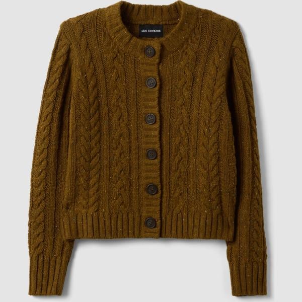 Cárdigan mujer light gray de manga larga con botones lana Les Copains