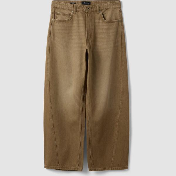 Vaqueros pata de elefante hombre marrón oscuro corto denim B.angel