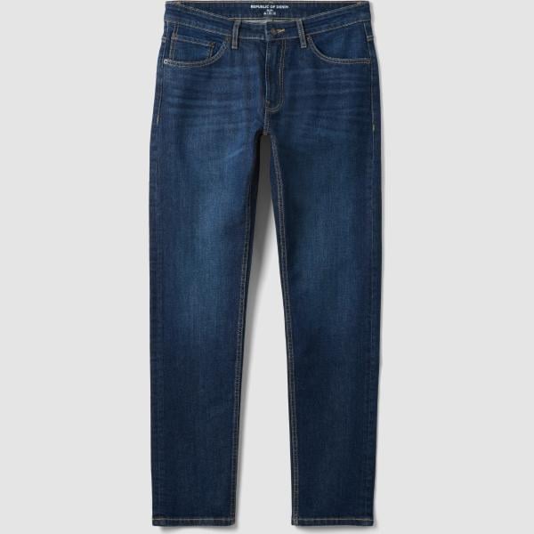 Vaqueros slim fit hombre dark blue efecto lavado con cremallera denim Republic Of Denim