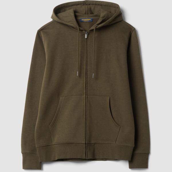 Sudadera con capucha hombre marrón oscuro cuello con capucha de manga larga con cremallera algodón Ovs
