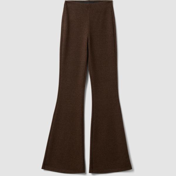 Pantalones mujer marrón oscuro corto cintura media con cinturón viscosa B.angel