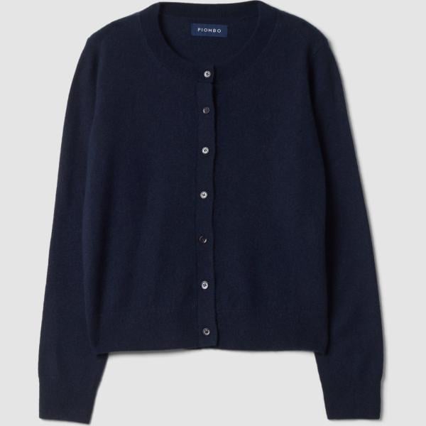 Cárdigan mujer light gray de manga larga con botones cachemira Piombo Contemporary
