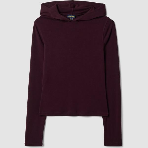 Camiseta mujer dark purple cuello con capucha largo de manga larga viscosa Ovs