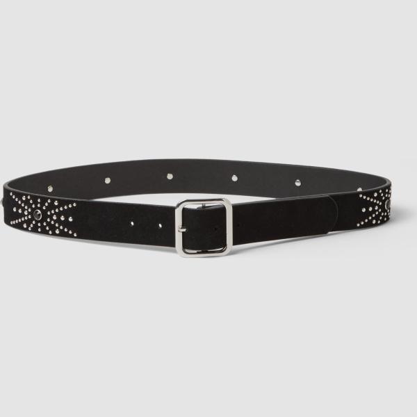 Cinturón mujer light gray con pedrería con hebilla piel Piombo