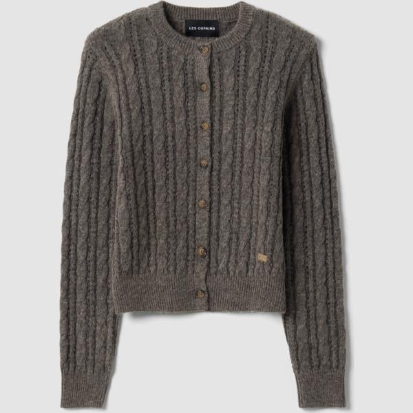 Cárdigan mujer light gray de manga larga con botones lana Les Copains